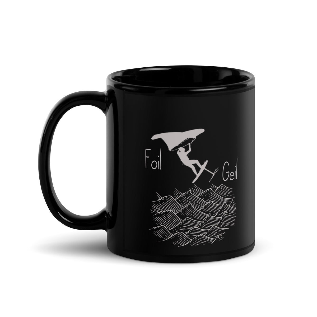 Wingfoil-Foil Geil - schwarze glänzende Tasse