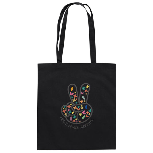 Peace. Waves. Sunsets. Frontdesign only - Baumwolltasche