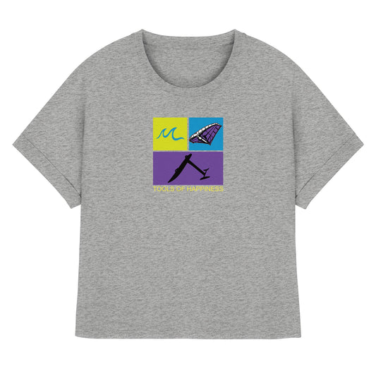 Wingoil-Tools for Happiness - Womens Organic Rolled Sleeves T-Shirt