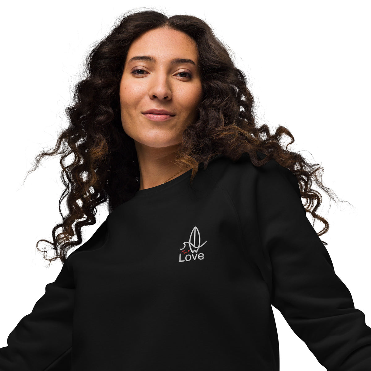Watersports-True Love unisex organic raglan sweatshirt stick