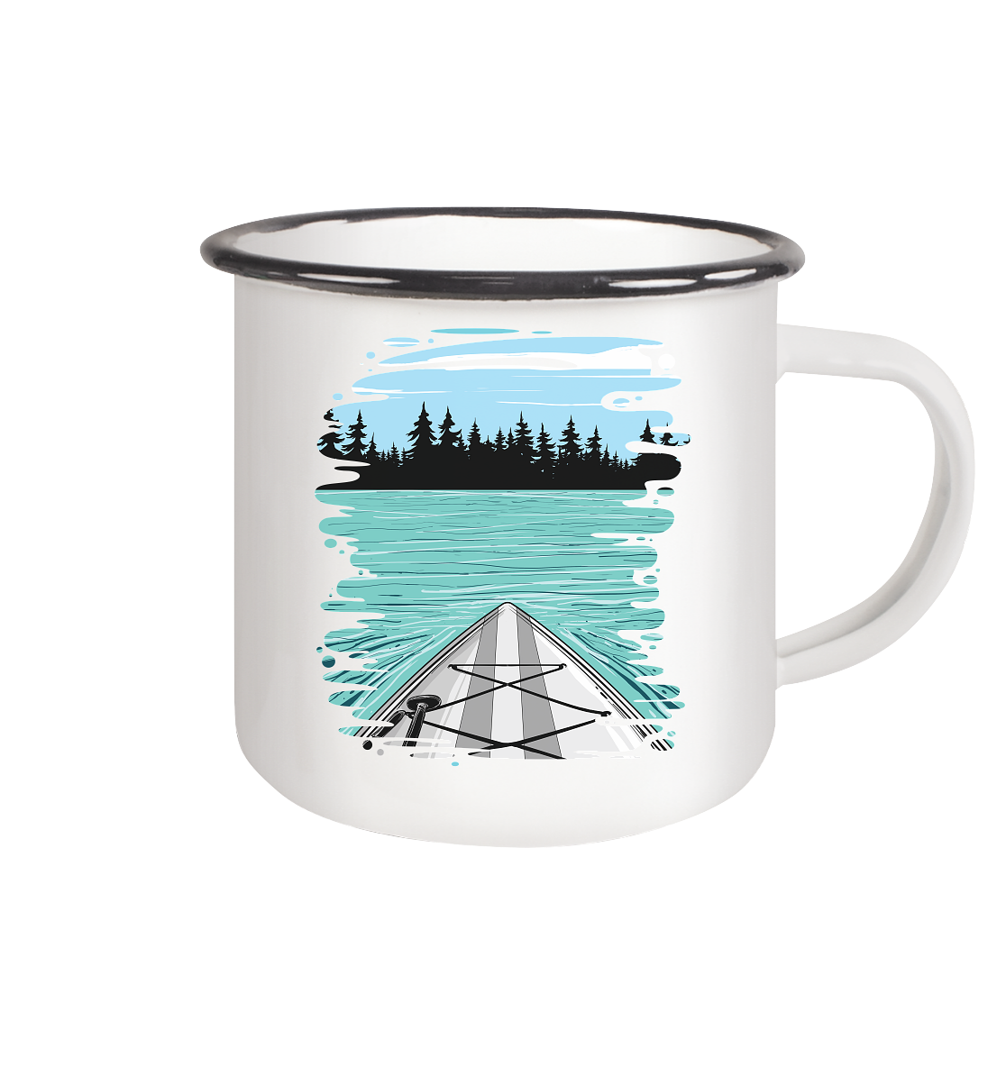 Nice SUP View - Emaille Tasse (Black)