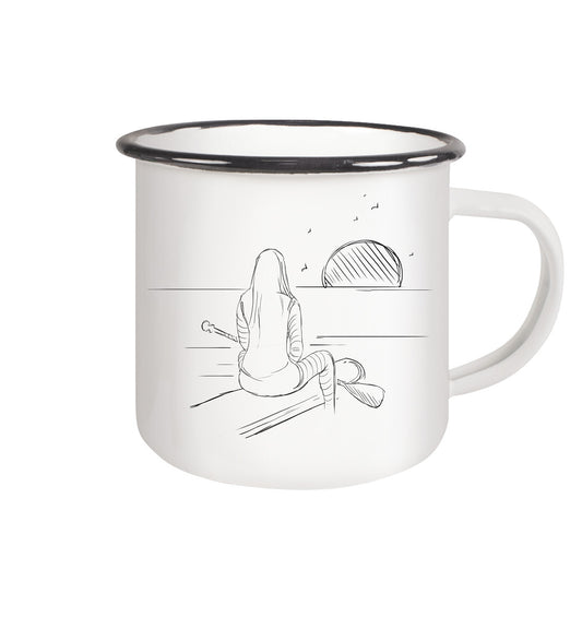 Sea-View Girl - Emaille Tasse (Black)