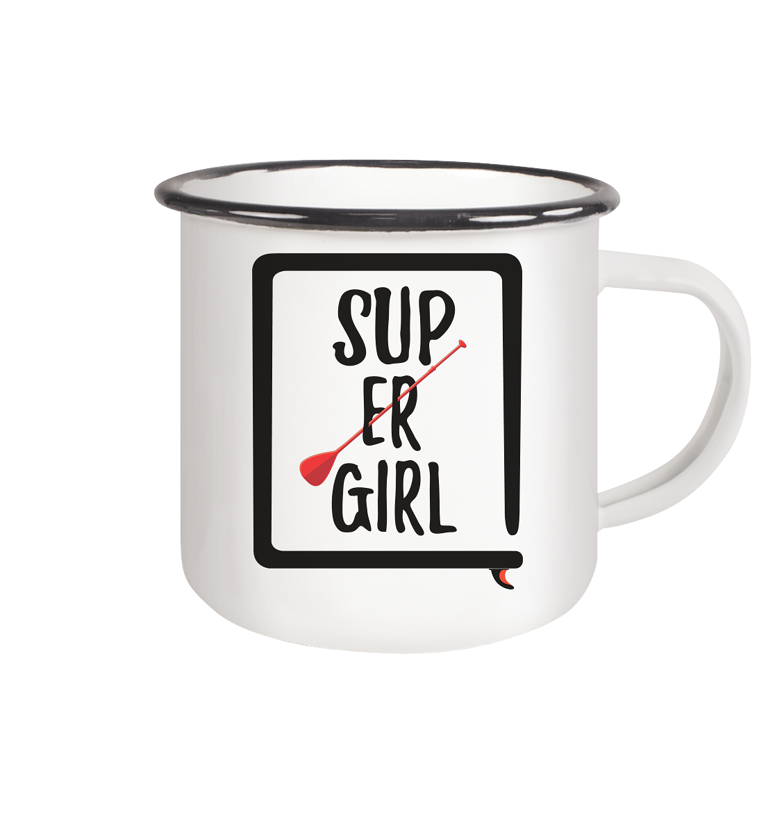 SUP ER GIRL - Emaille Tasse (Black)