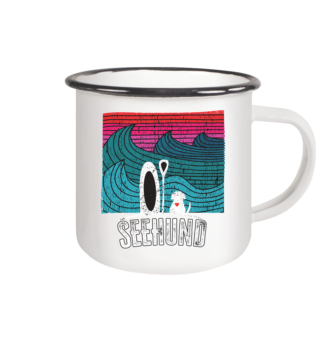 Seehund - Emaille Tasse (Black)