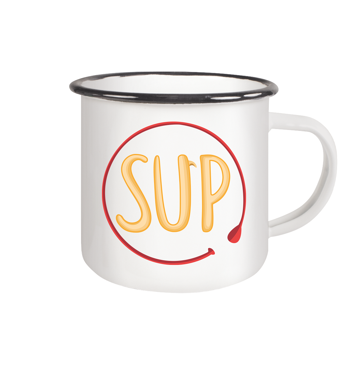 SUP & Paddle - Emaille Tasse (Black)