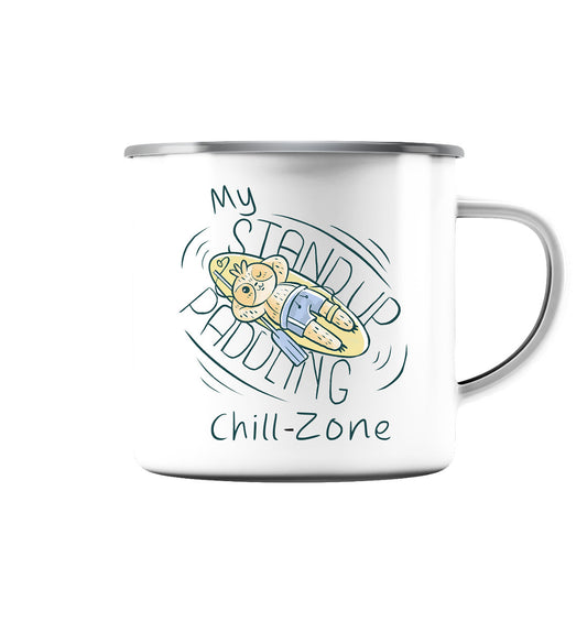 My Stand Up Paddling Chill-Zone  - Emaille Tasse (Silber)