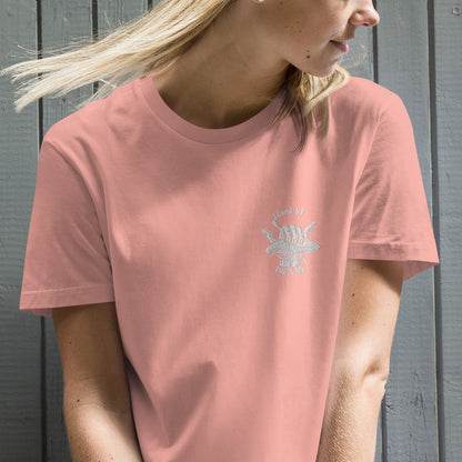 SUP Hang Loose gesticktes Design-T-Shirt-Kleid aus organischer Baumwolle