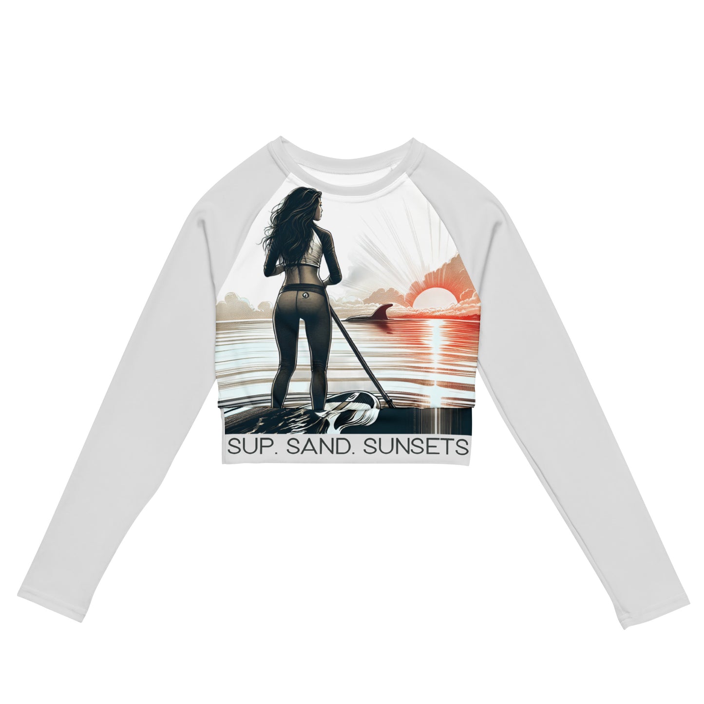 SUP. SAND. SUNSETS. - recyceltes Langarm Crop Top