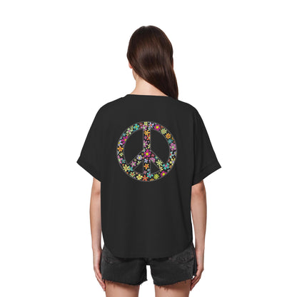 Peace. Waves. Sunsets. - Womens Organic Rolled Sleeves T-Shirt
