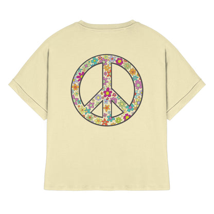 Peace. Waves. Sunsets. - Womens Organic Rolled Sleeves T-Shirt