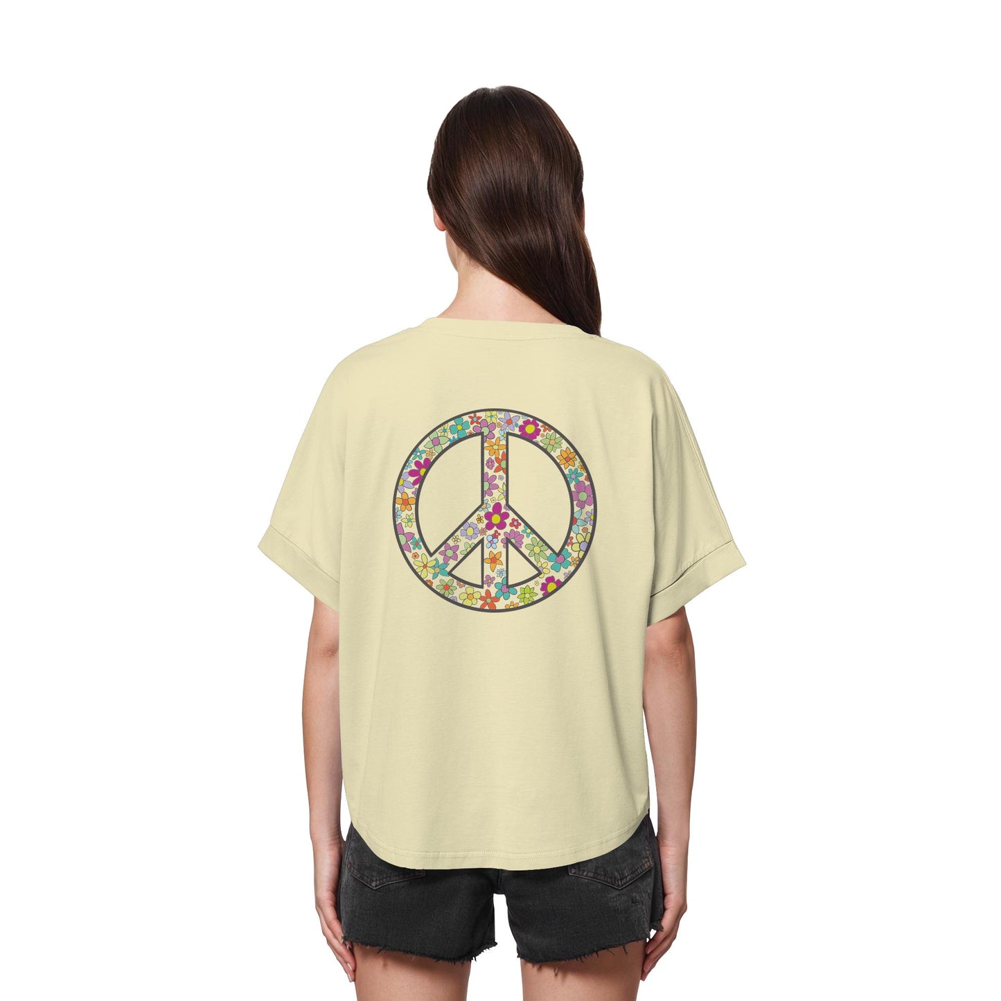 Peace. Waves. Sunsets. - Womens Organic Rolled Sleeves T-Shirt