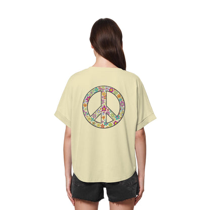 Peace. Waves. Sunsets. - Womens Organic Rolled Sleeves T-Shirt