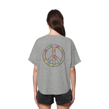 Peace. Waves. Sunsets. - Womens Organic Rolled Sleeves T-Shirt