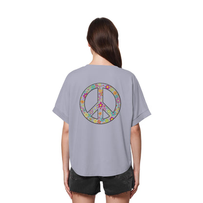 Peace. Waves. Sunsets. - Womens Organic Rolled Sleeves T-Shirt