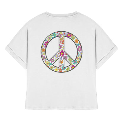 Peace. Waves. Sunsets. - Womens Organic Rolled Sleeves T-Shirt
