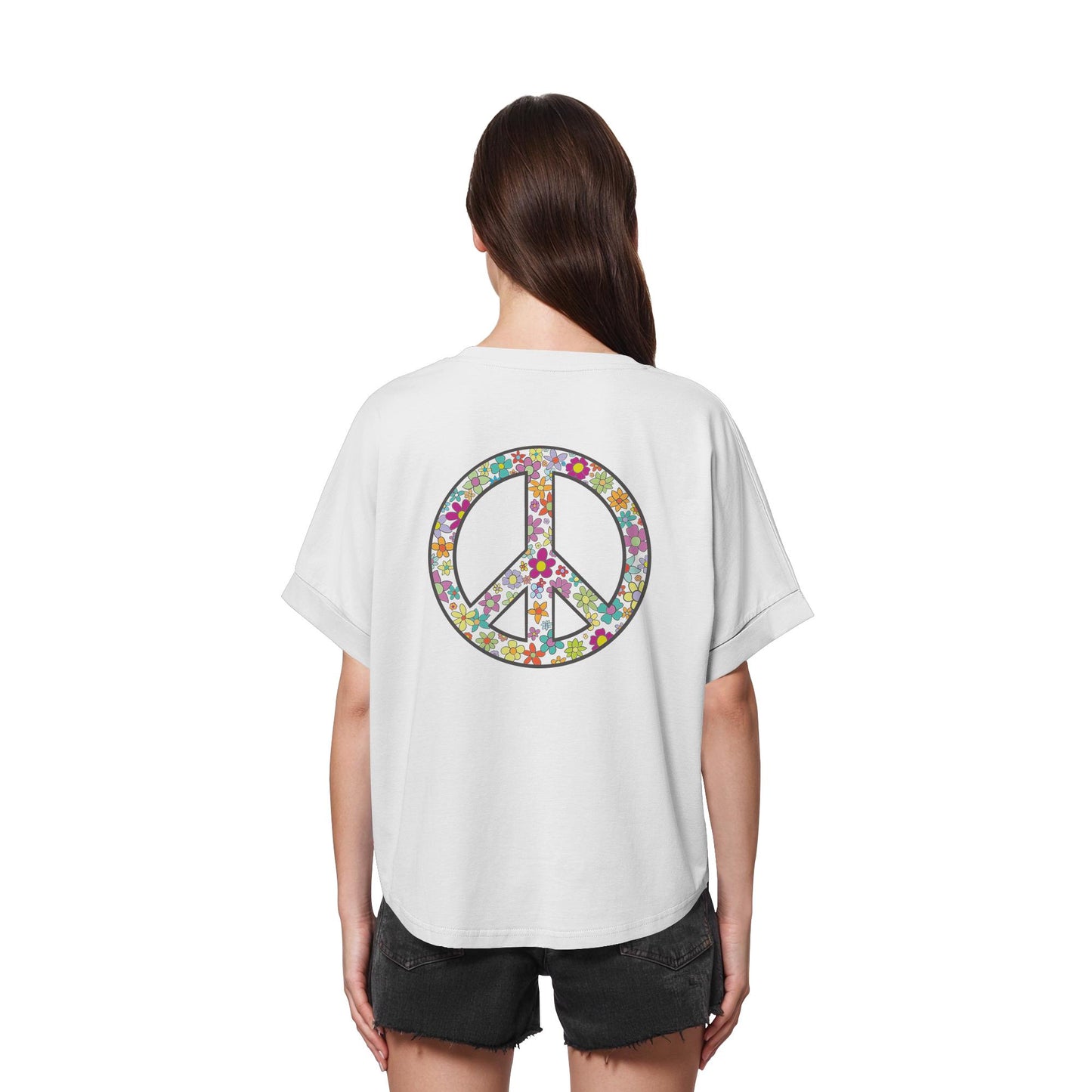 Peace. Waves. Sunsets. - Womens Organic Rolled Sleeves T-Shirt