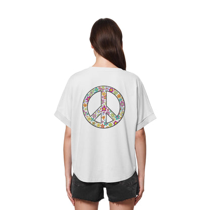 Peace. Waves. Sunsets. - Womens Organic Rolled Sleeves T-Shirt