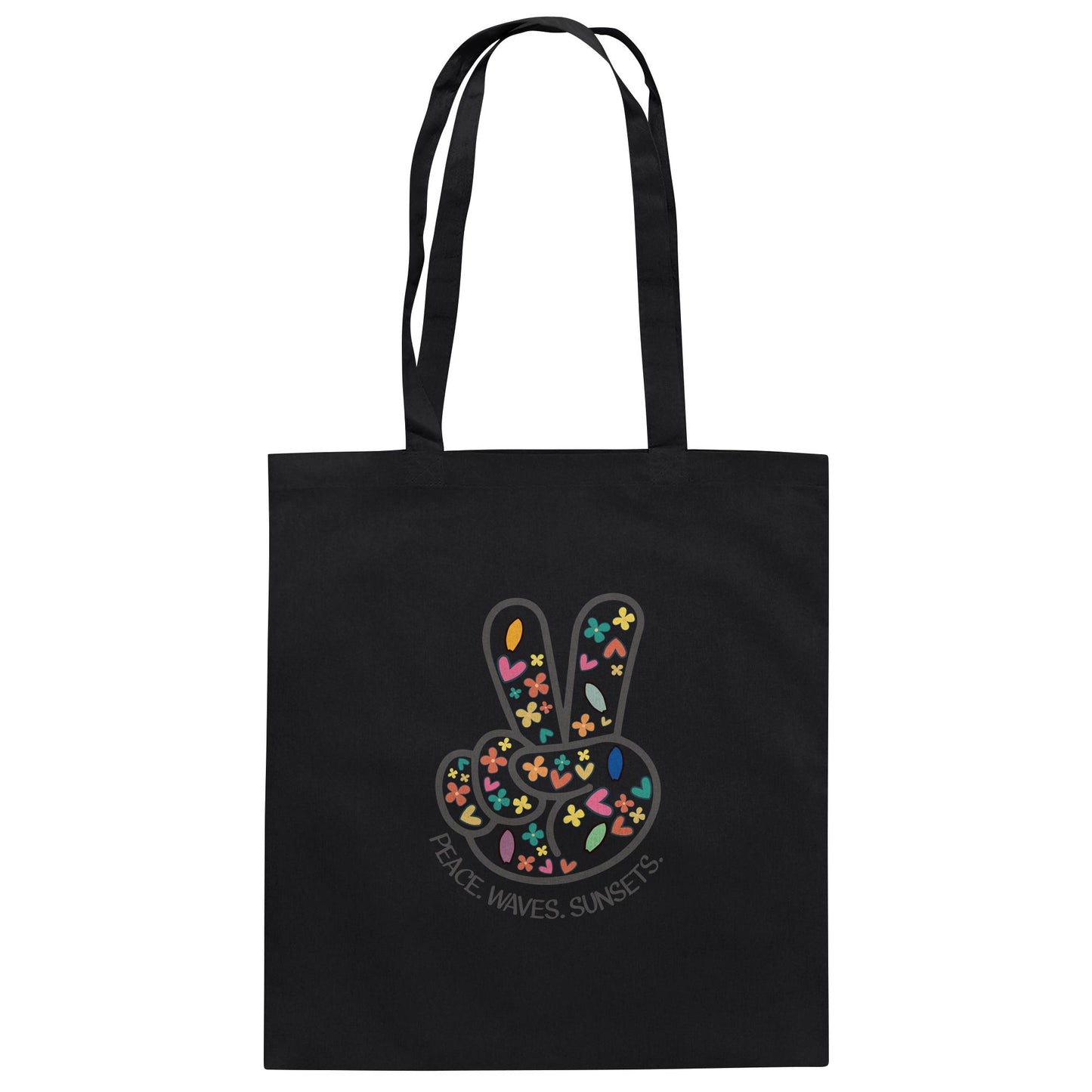 Peace. Waves. Sunsets. Frontdesign only - Baumwolltasche