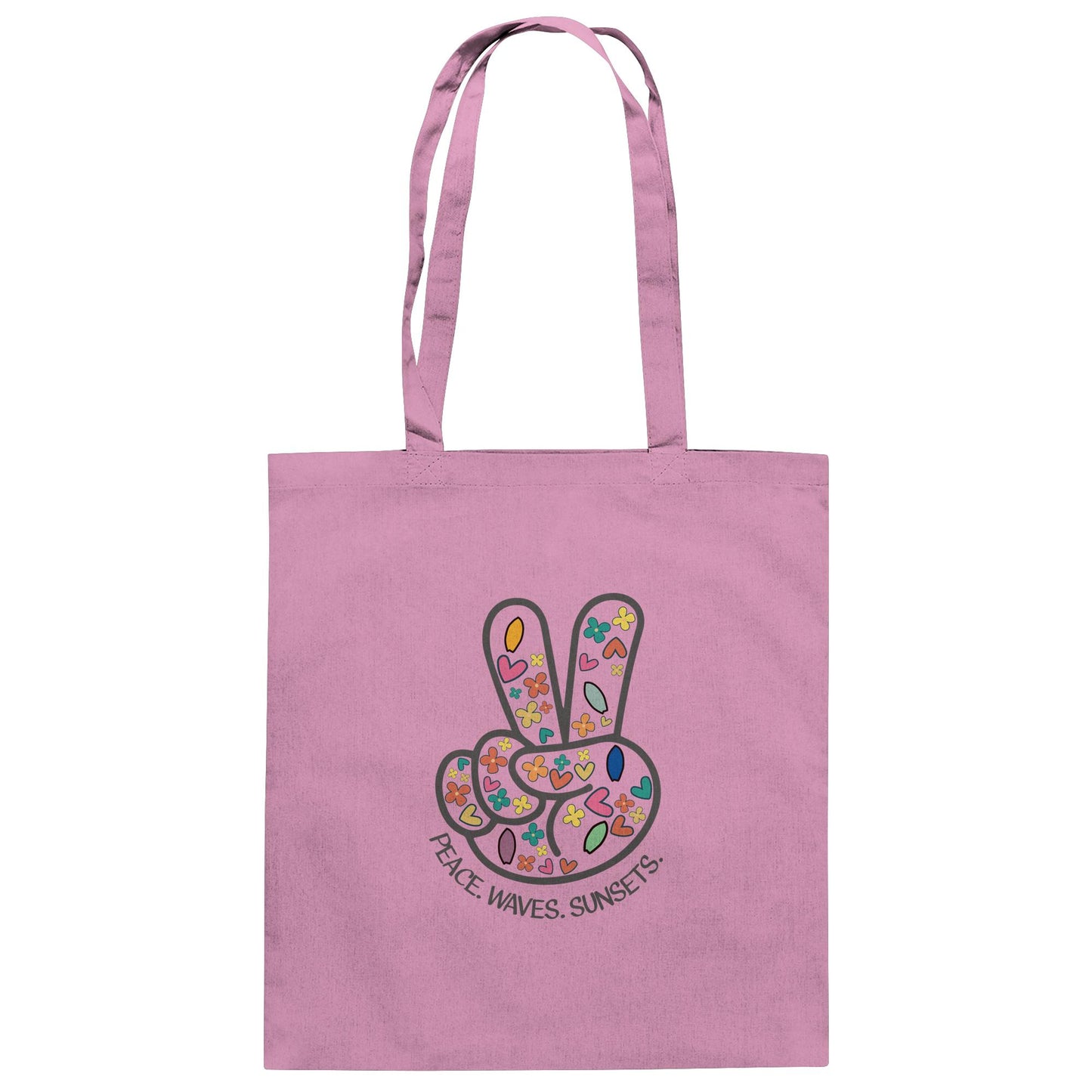 Peace. Waves. Sunsets. Frontdesign only - Baumwolltasche