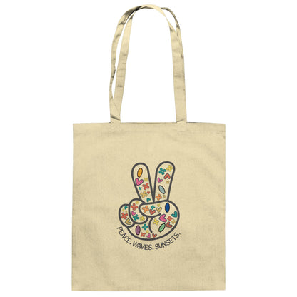 Peace. Waves. Sunsets. Frontdesign only - Baumwolltasche