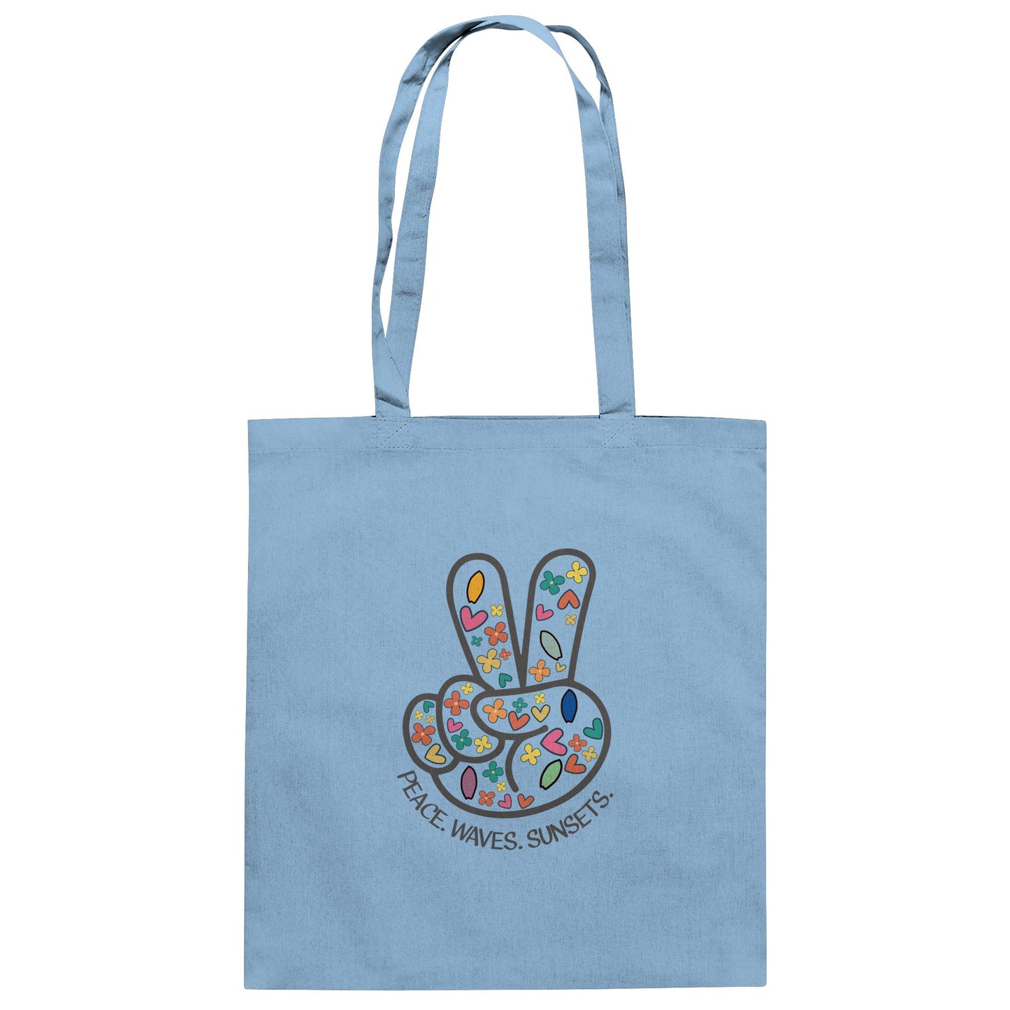 Peace. Waves. Sunsets. Frontdesign only - Baumwolltasche