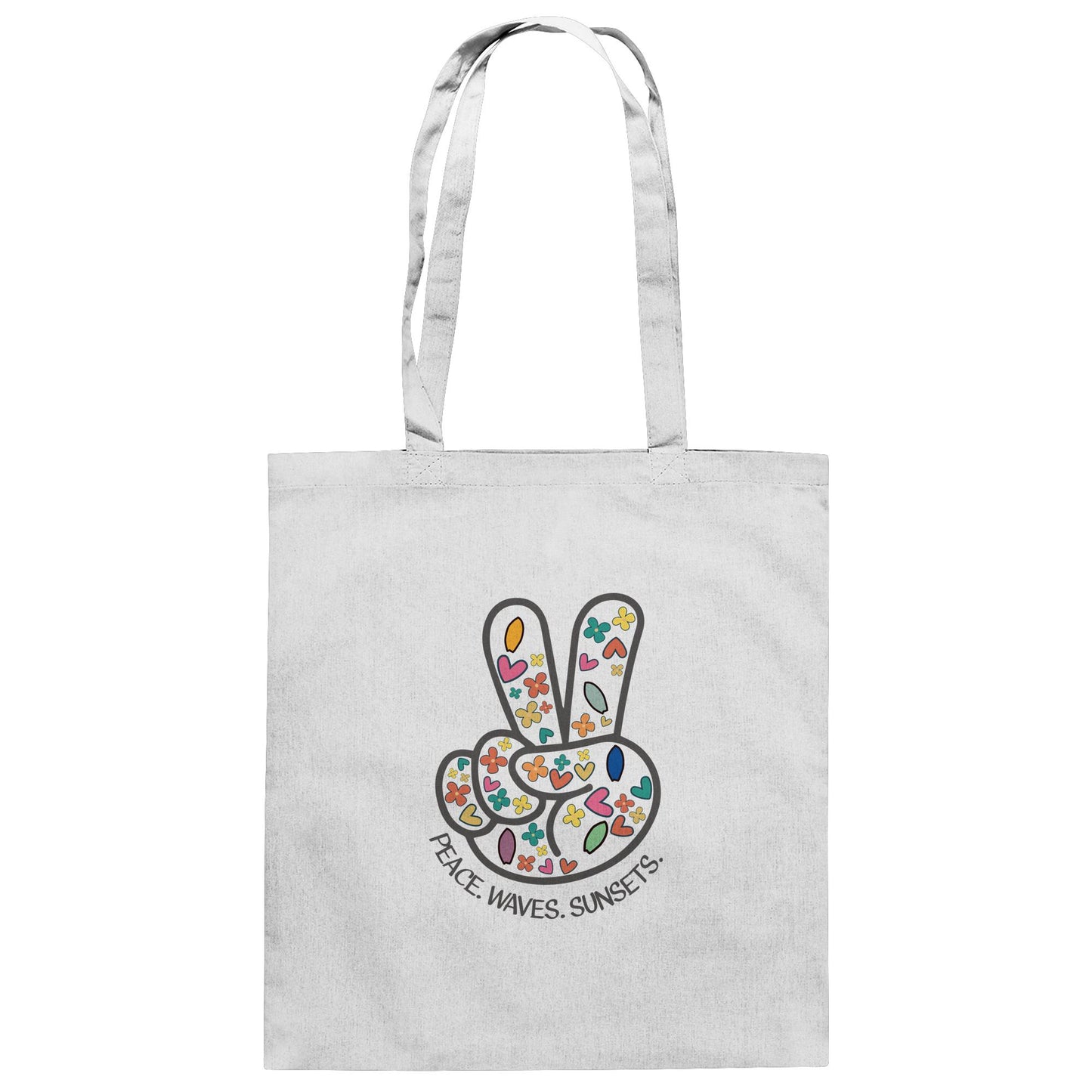 Peace. Waves. Sunsets. Frontdesign only - Baumwolltasche