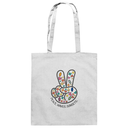 Peace. Waves. Sunsets. Frontdesign only - Baumwolltasche