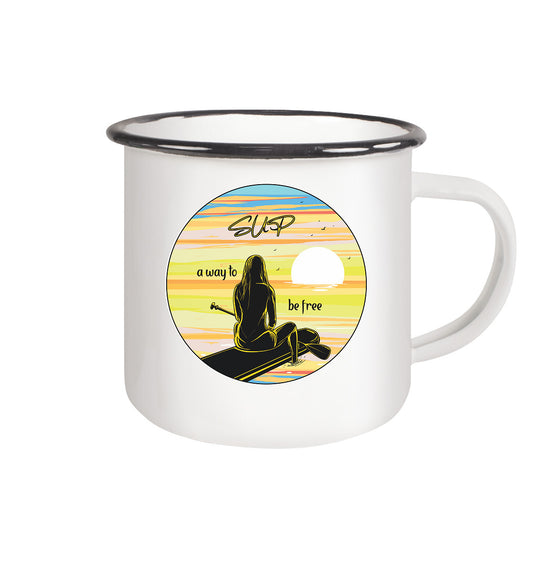 SUP-a way to be free - Emaille Tasse (Black)