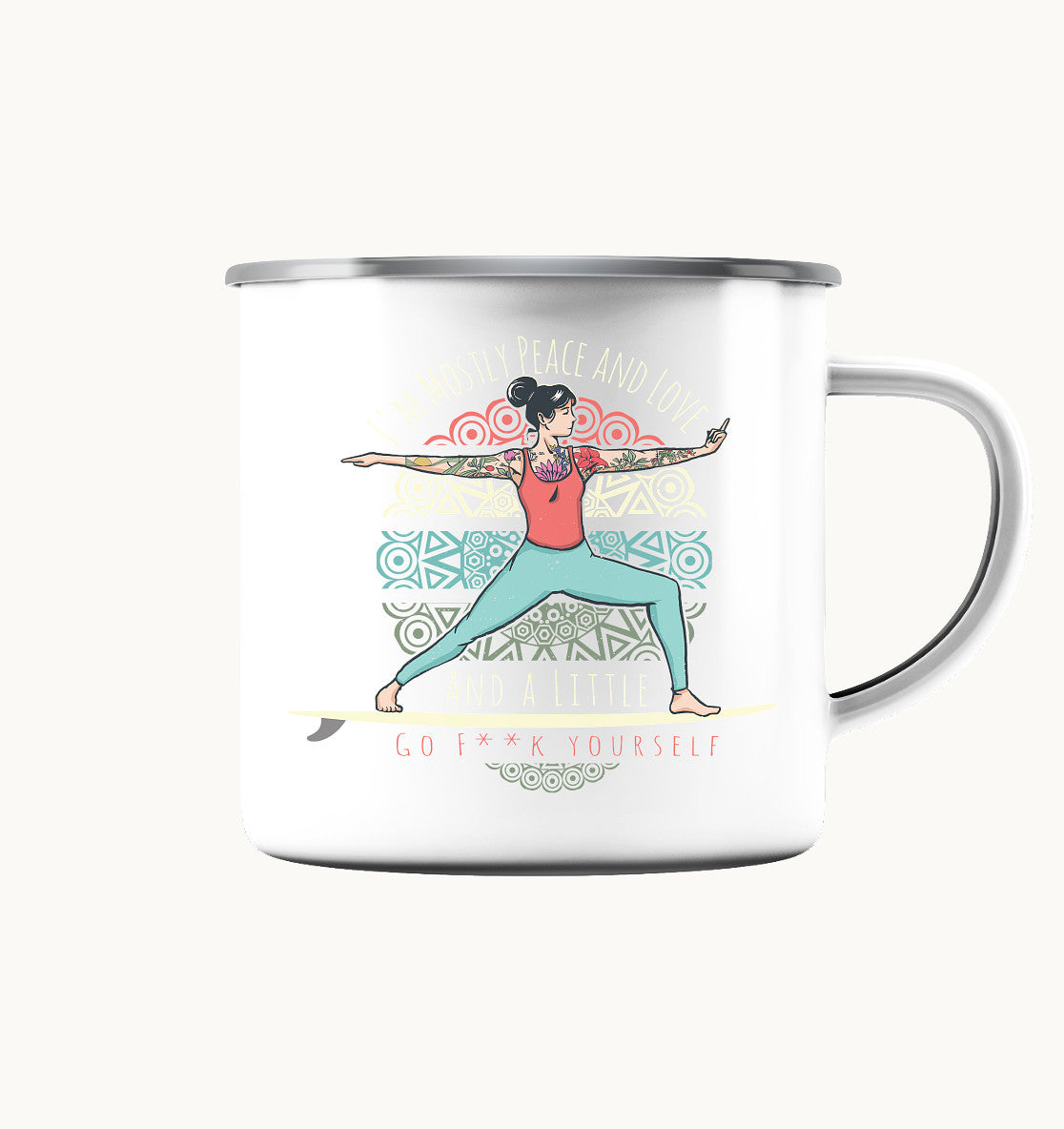 SUP-Yoga Peace and Love - Emaille Tasse