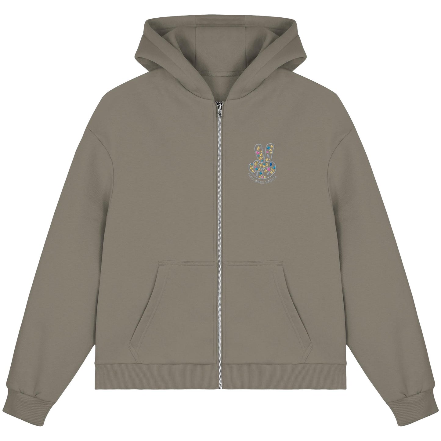 Peace. Waves. Sunsets. Frontdesign only - Fluffy Boxcut Zipper gesticktes Design