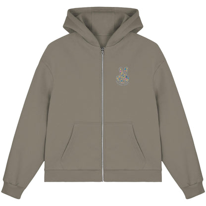 Peace. Waves. Sunsets. Frontdesign only - Fluffy Boxcut Zipper gesticktes Design