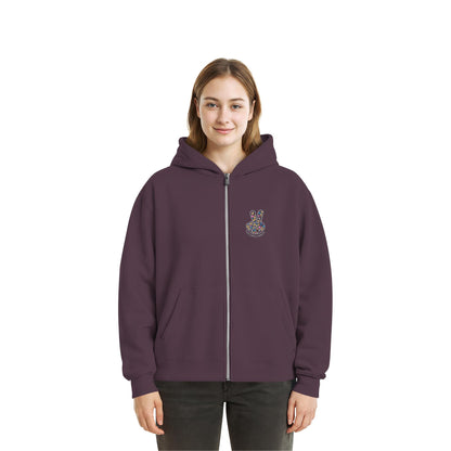 Peace. Waves. Sunsets. Frontdesign only - Fluffy Boxcut Zipper gesticktes Design