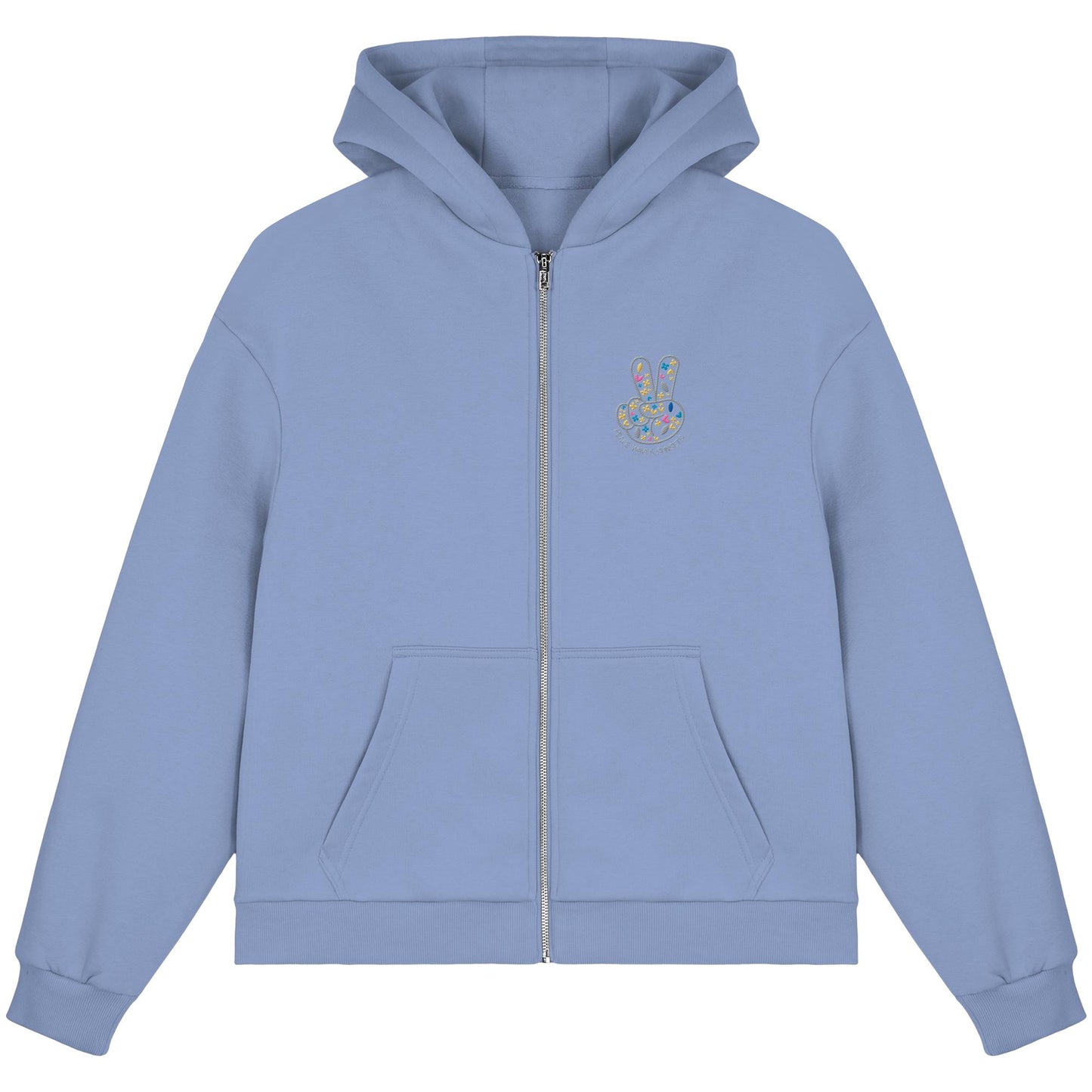 Peace. Waves. Sunsets. Frontdesign only - Fluffy Boxcut Zipper gesticktes Design