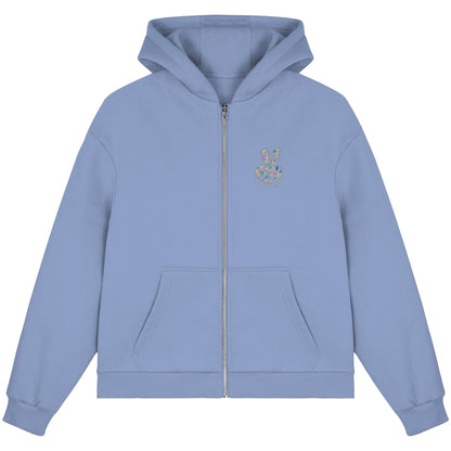 Peace. Waves. Sunsets. Frontdesign only - Fluffy Boxcut Zipper gesticktes Design