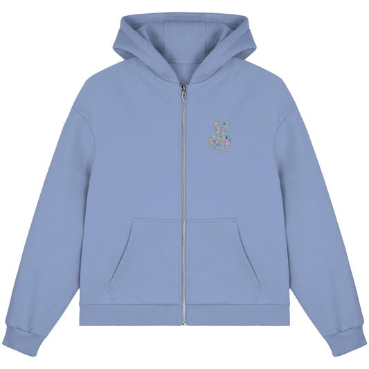 Peace. Waves. Sunsets. Frontdesign only - Fluffy Boxcut Zipper gesticktes Design