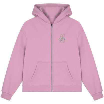 Peace. Waves. Sunsets. Frontdesign only - Fluffy Boxcut Zipper gesticktes Design
