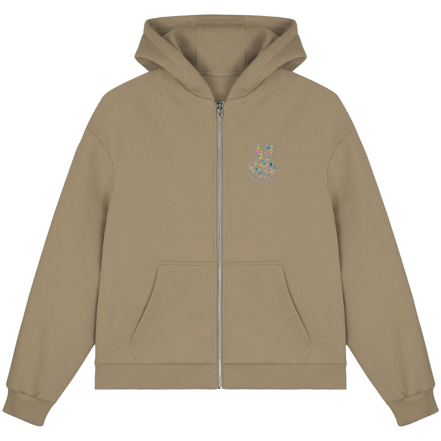 Peace. Waves. Sunsets. Frontdesign only - Fluffy Boxcut Zipper gesticktes Design