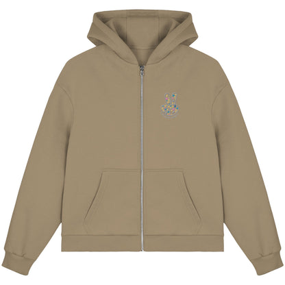 Peace. Waves. Sunsets. Frontdesign only - Fluffy Boxcut Zipper gesticktes Design