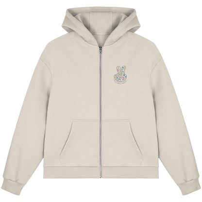 Peace. Waves. Sunsets. Frontdesign only - Fluffy Boxcut Zipper gesticktes Design