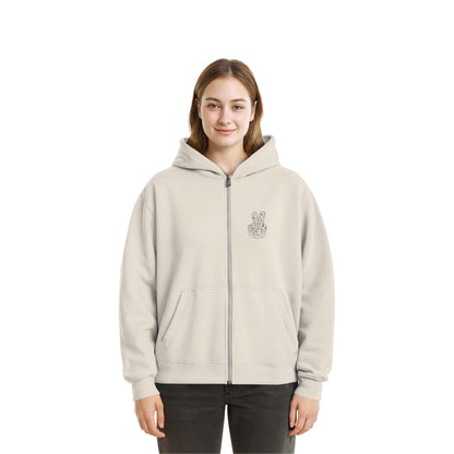 Peace. Waves. Sunsets. Frontdesign only - Fluffy Boxcut Zipper gesticktes Design