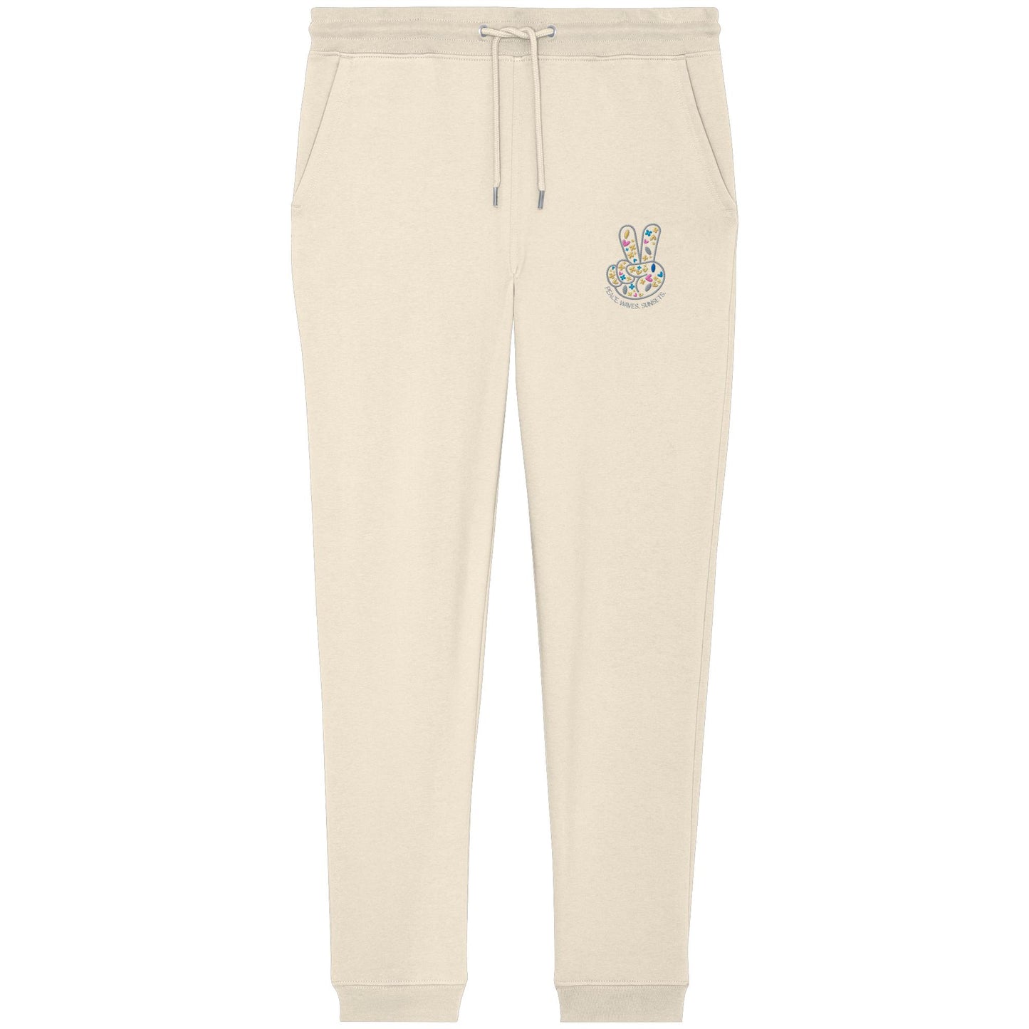 Peace. Waves. Sunsets. Frontdesign only - Organic Jogger Pants gesticktes Design