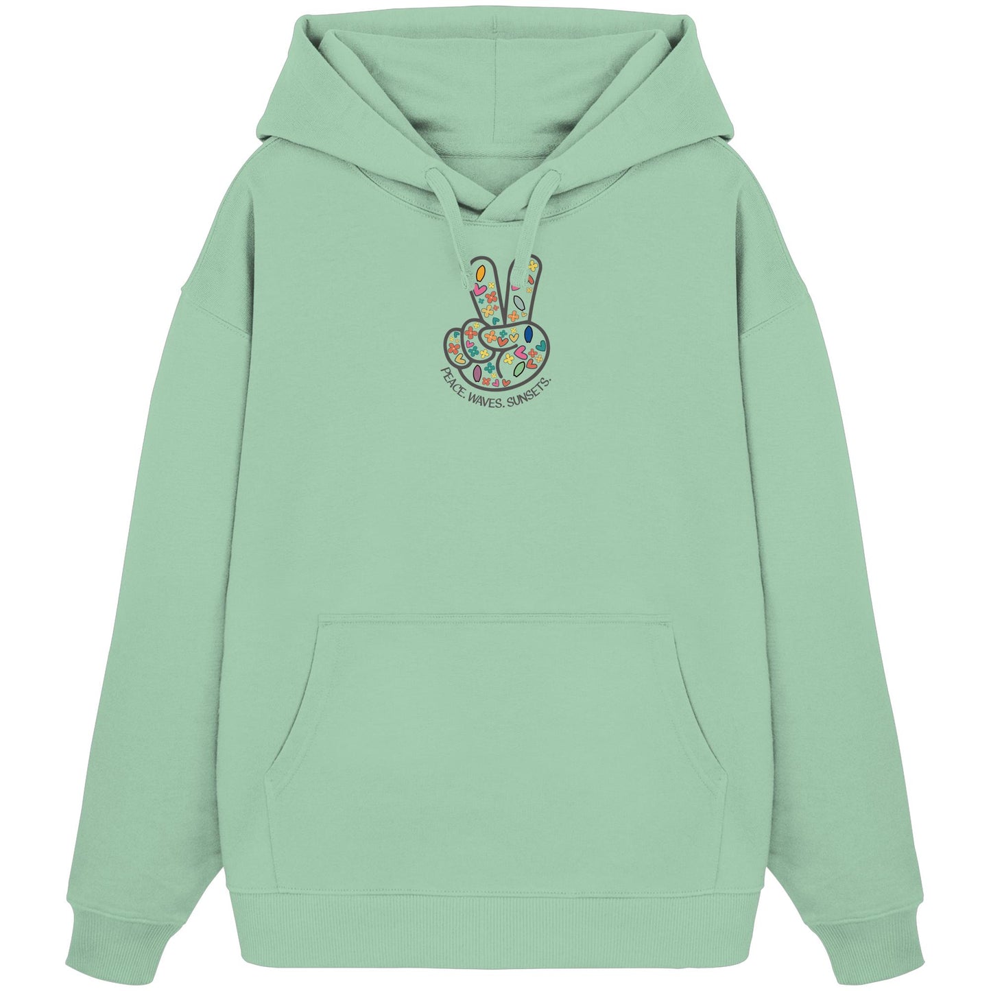 Peace. Waves. Sunsets. Frontdesign only - Organic Oversize Hoodie