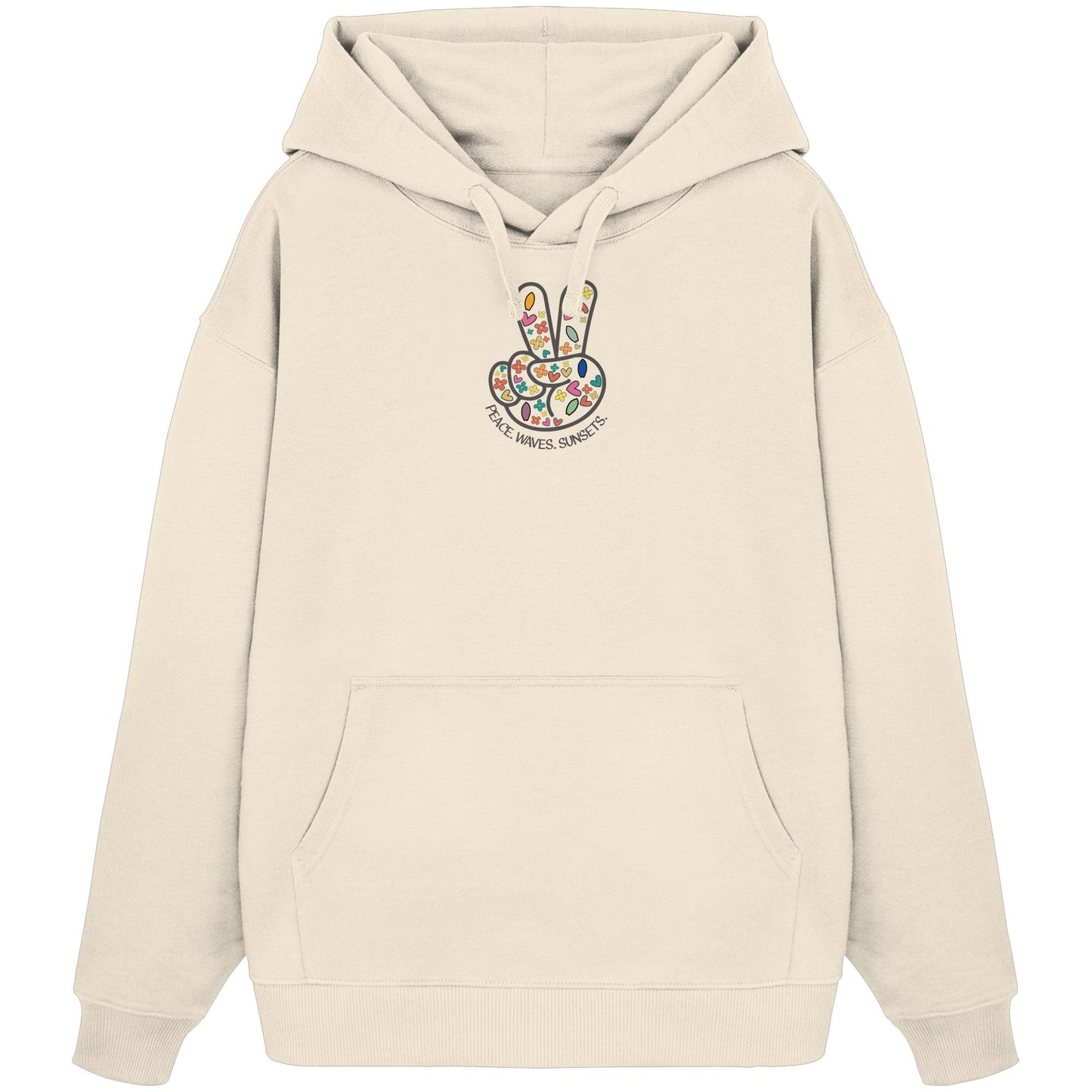 Peace. Waves. Sunsets. Frontdesign only - Organic Oversize Hoodie