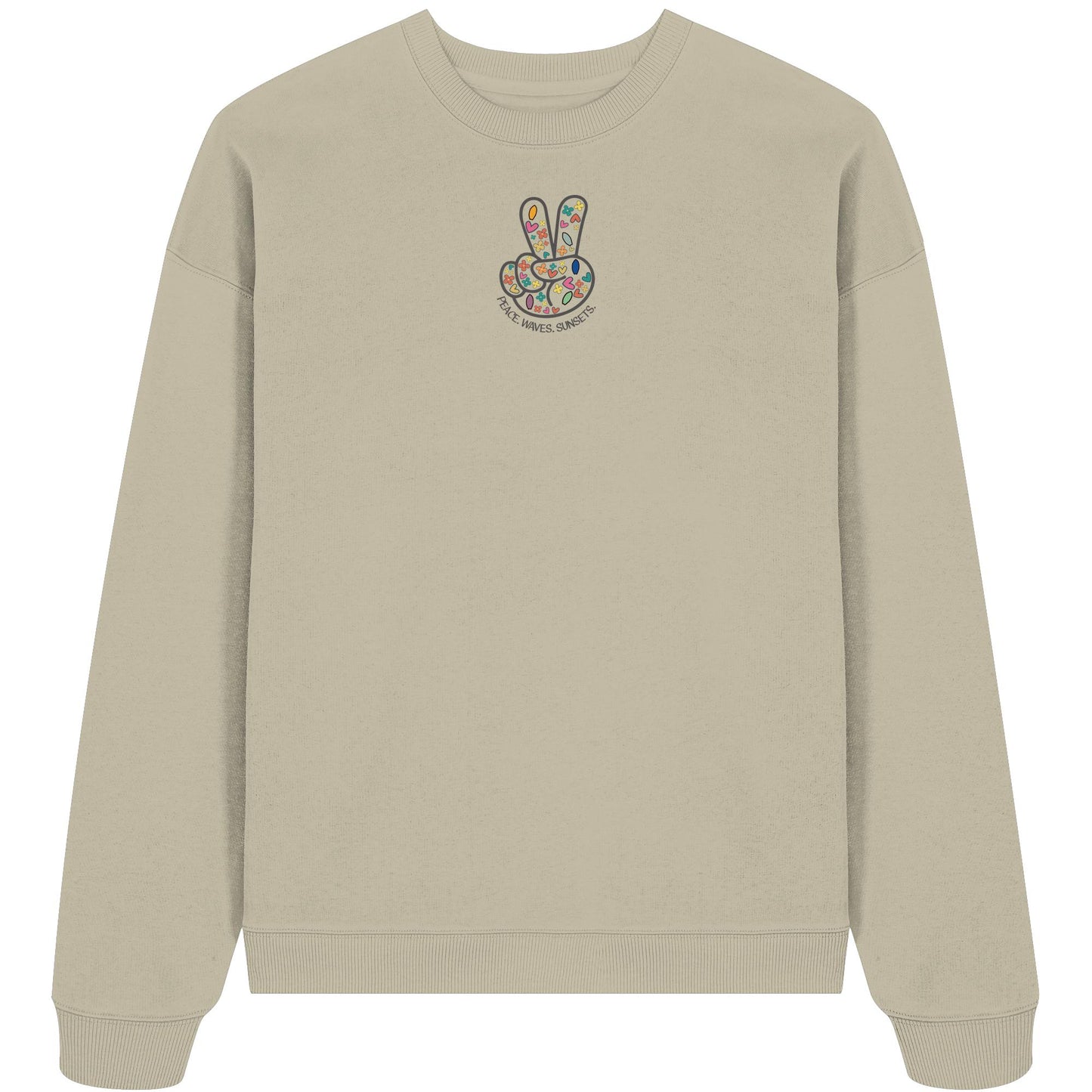 Peace. Waves. Sunsets. Frontdesign only - Organic Oversize Sweatshirt