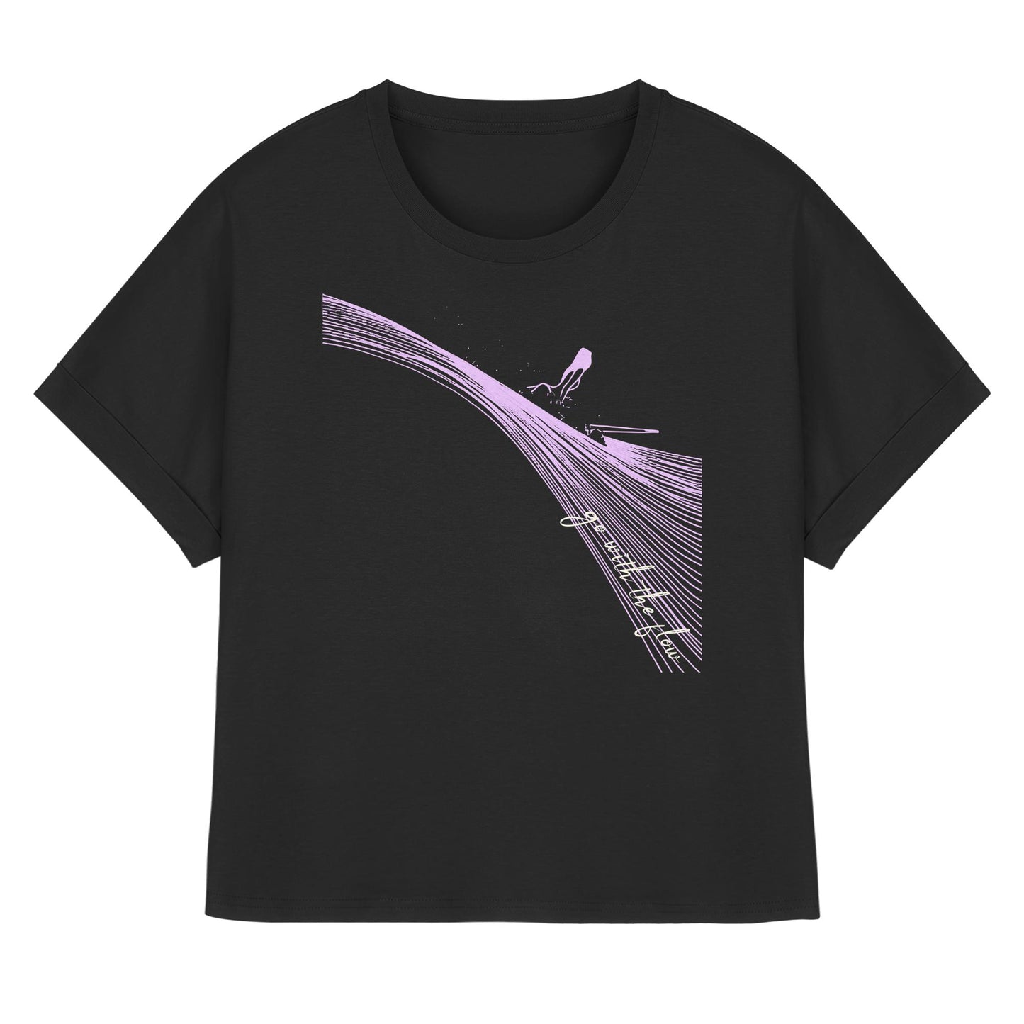 Surfgirl-go withe flow - Womens Organic Rolled Sleeves T-Shirt
