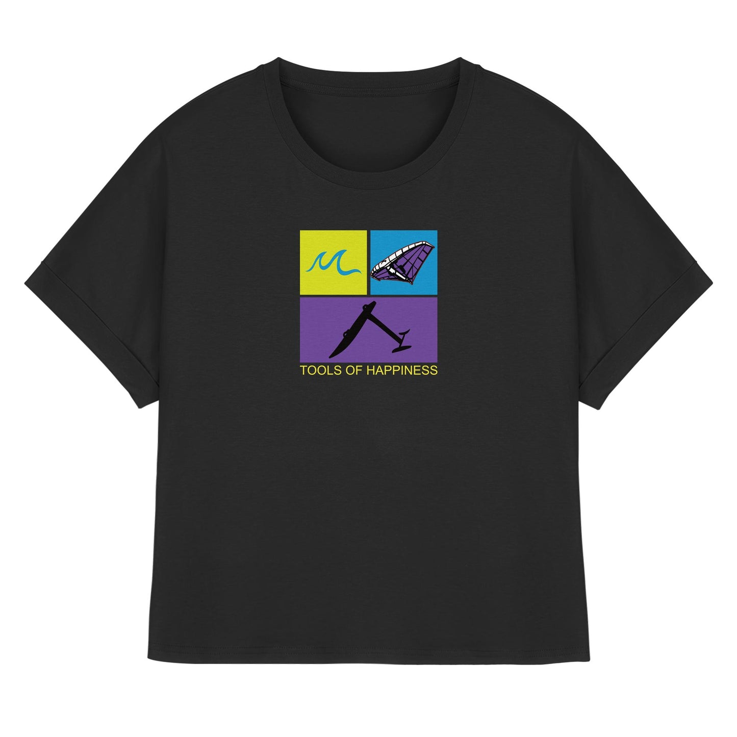 Wingoil-Tools for Happiness - Womens Organic Rolled Sleeves T-Shirt