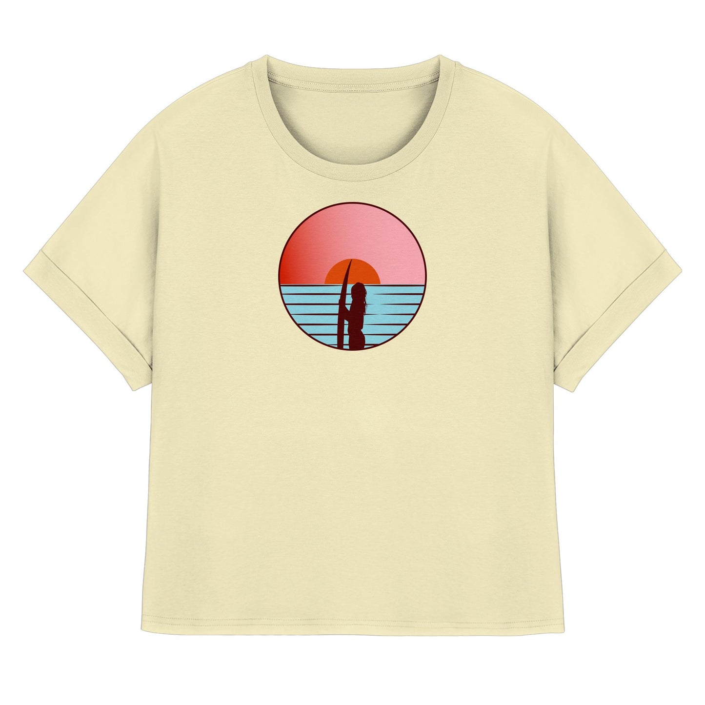 Sunsets of Happiness - Womens Organic Rolled Sleeves T-Shirt