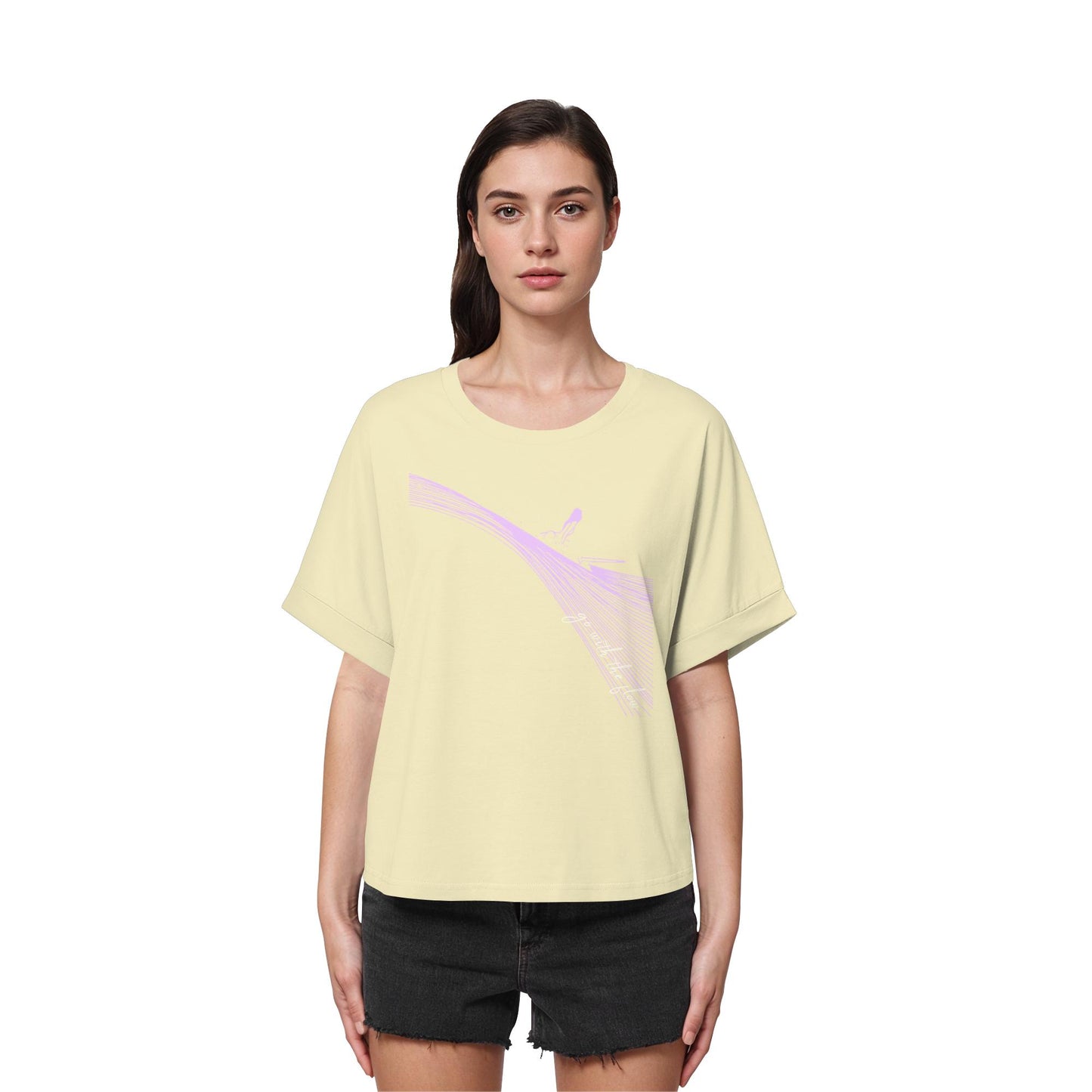 Surfgirl-go withe flow - Womens Organic Rolled Sleeves T-Shirt