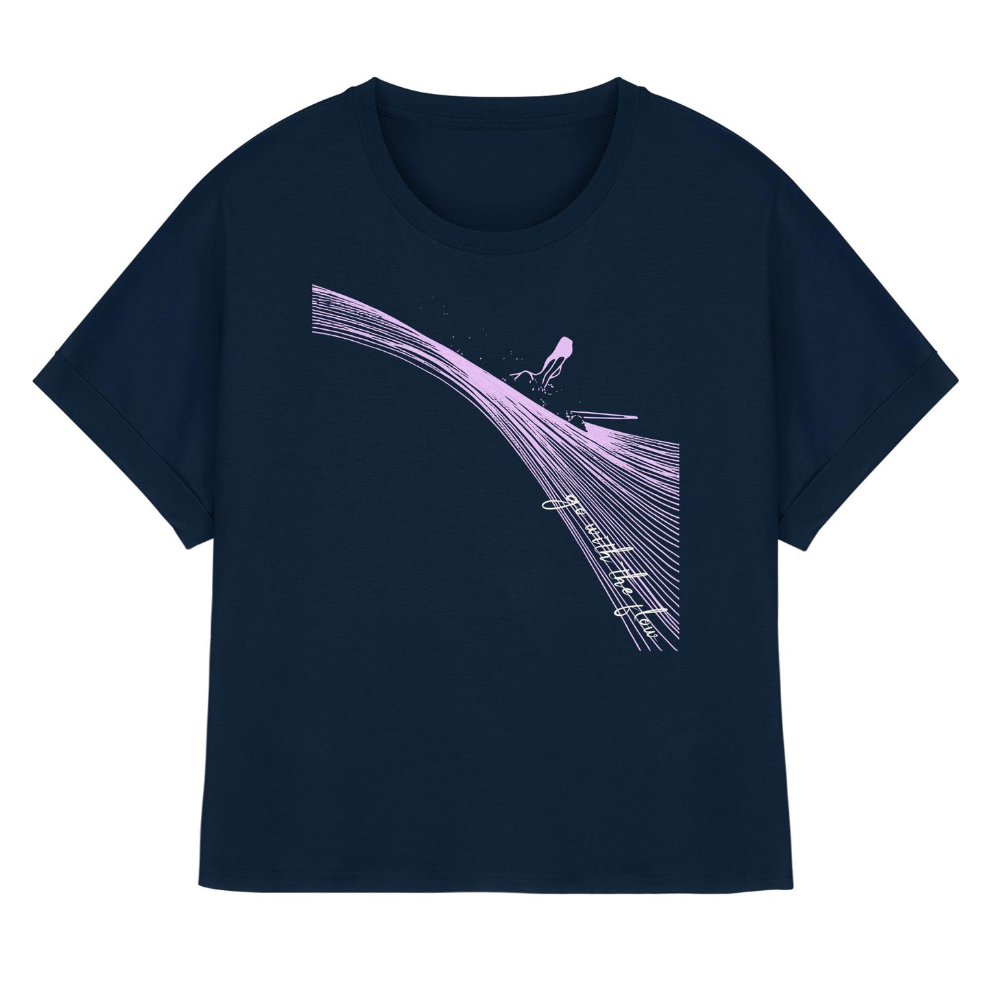 Surfgirl-go withe flow - Womens Organic Rolled Sleeves T-Shirt