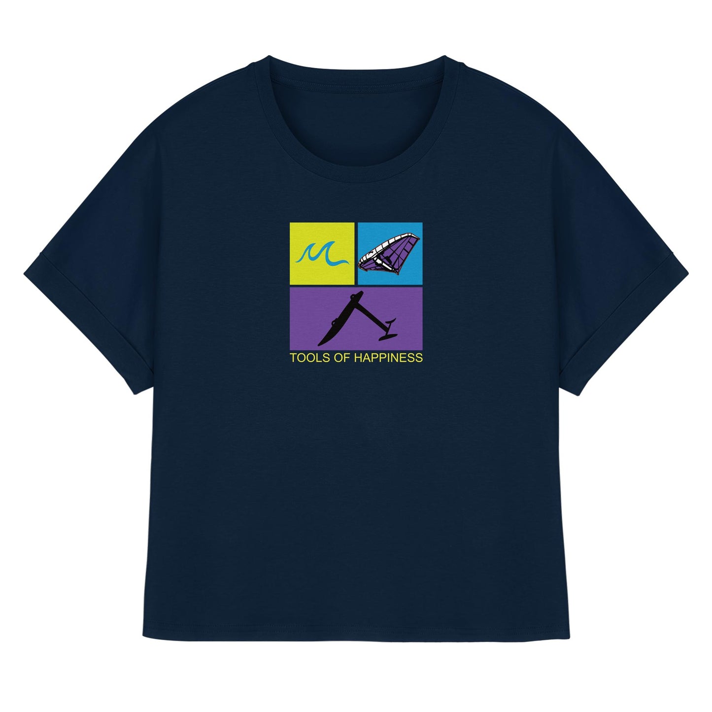Wingoil-Tools for Happiness - Womens Organic Rolled Sleeves T-Shirt